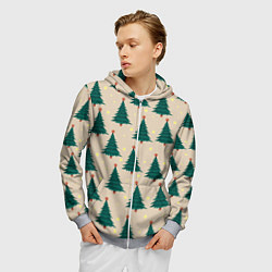 Толстовка 3D на молнии мужская Новогодняя ель, цвет: 3D-меланж — фото 2