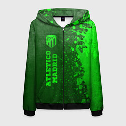 Толстовка 3D на молнии мужская Atletico Madrid - green gradient по-вертикали, цвет: 3D-черный