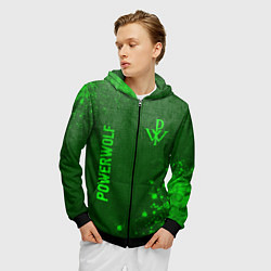 Толстовка 3D на молнии мужская Powerwolf - green gradient вертикально, цвет: 3D-черный — фото 2