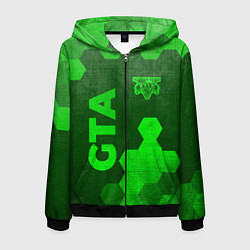 Мужская толстовка на молнии GTA - green gradient вертикально
