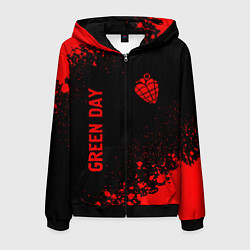 Толстовка 3D на молнии мужская Green Day - red gradient вертикально, цвет: 3D-черный