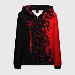 Толстовка 3D на молнии мужская Lamborghini - red gradient по-вертикали, цвет: 3D-черный