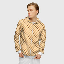 Толстовка 3D на молнии мужская Мягкие волны, цвет: 3D-белый — фото 2