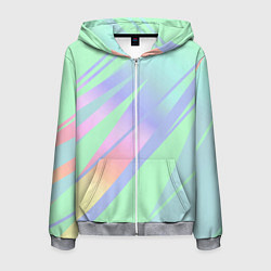 Мужская толстовка на молнии Светлый зелёный мятный с полосами градиент