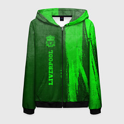 Толстовка 3D на молнии мужская Liverpool - green gradient по-вертикали, цвет: 3D-черный