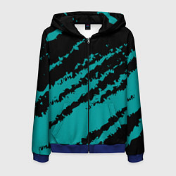 Толстовка 3D на молнии мужская The color is black and light blue, цвет: 3D-синий