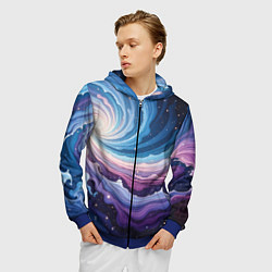 Толстовка 3D на молнии мужская Космическая волна, цвет: 3D-синий — фото 2