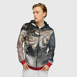 Толстовка 3D на молнии мужская Бежевый объемный узор, цвет: 3D-красный — фото 2