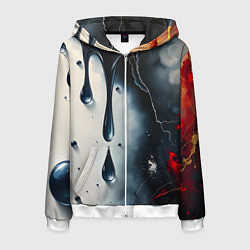Толстовка 3D на молнии мужская Сюрреалистичная абстракция с каплями, цвет: 3D-белый