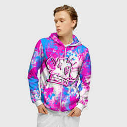 Толстовка 3D на молнии мужская Мартышка Джинкс - Arcane, цвет: 3D-белый — фото 2