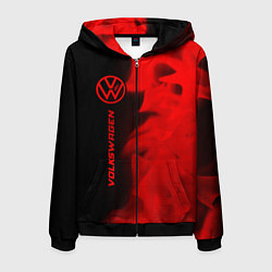 Толстовка 3D на молнии мужская Volkswagen - red gradient по-вертикали, цвет: 3D-черный