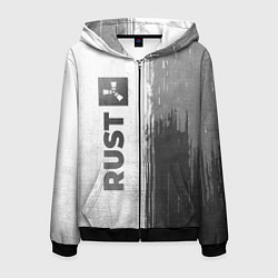 Толстовка 3D на молнии мужская Rust - white gradient по-вертикали, цвет: 3D-черный