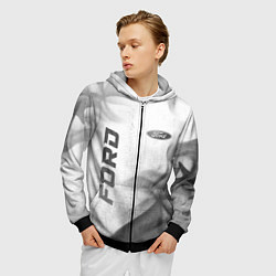 Толстовка 3D на молнии мужская Ford - white gradient вертикально, цвет: 3D-черный — фото 2