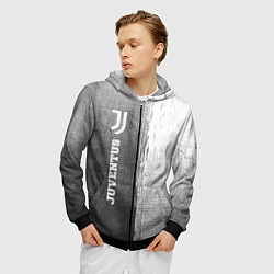 Толстовка 3D на молнии мужская Juventus - grey gradient по-вертикали, цвет: 3D-черный — фото 2