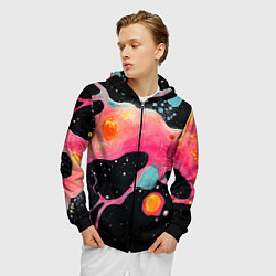 Толстовка 3D на молнии мужская Розовая текстура в черном, цвет: 3D-черный — фото 2