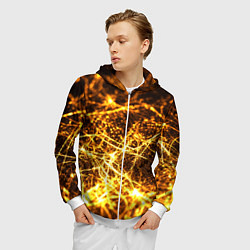 Толстовка 3D на молнии мужская Текстура золотые нити, цвет: 3D-белый — фото 2