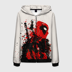 Толстовка 3D на молнии мужская Дэдпул брызги, цвет: 3D-черный