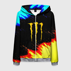 Мужская толстовка на молнии Monster energy огненные краски
