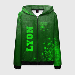 Толстовка 3D на молнии мужская Lyon - green gradient вертикально, цвет: 3D-черный