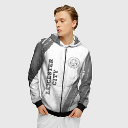 Толстовка 3D на молнии мужская Leicester City - white gradient вертикально, цвет: 3D-черный — фото 2