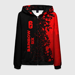 Толстовка 3D на молнии мужская Rainbow Six - red gradient по-вертикали, цвет: 3D-черный