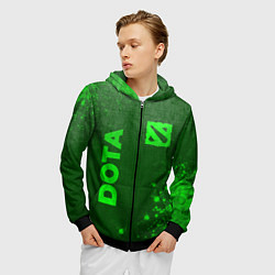 Толстовка 3D на молнии мужская Dota - green gradient вертикально, цвет: 3D-черный — фото 2