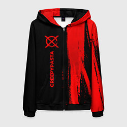 Толстовка 3D на молнии мужская CreepyPasta - red gradient по-вертикали, цвет: 3D-черный