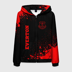 Толстовка 3D на молнии мужская Everton - red gradient вертикально, цвет: 3D-черный