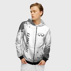 Толстовка 3D на молнии мужская Infiniti - white gradient вертикально, цвет: 3D-черный — фото 2
