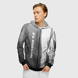 Толстовка 3D на молнии мужская Tottenham - grey gradient по-вертикали, цвет: 3D-черный — фото 2