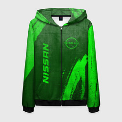 Мужская толстовка на молнии Nissan - green gradient вертикально