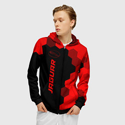 Толстовка 3D на молнии мужская Jaguar - red gradient по-вертикали, цвет: 3D-черный — фото 2