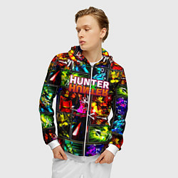 Толстовка 3D на молнии мужская Hunter x hunter neon anime, цвет: 3D-белый — фото 2