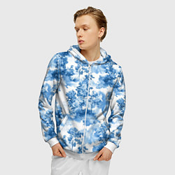 Толстовка 3D на молнии мужская Абстрактные деревья и облака- лесной паттерн аквар, цвет: 3D-белый — фото 2