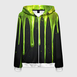 Толстовка 3D на молнии мужская Слизь зеленая текстура, цвет: 3D-белый