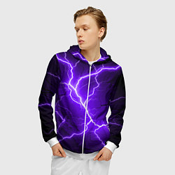 Толстовка 3D на молнии мужская Color purple black, цвет: 3D-белый — фото 2