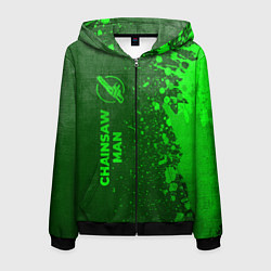 Толстовка 3D на молнии мужская Chainsaw Man - green gradient по-вертикали, цвет: 3D-черный