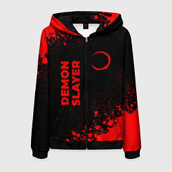 Мужская толстовка на молнии Demon Slayer - red gradient вертикально
