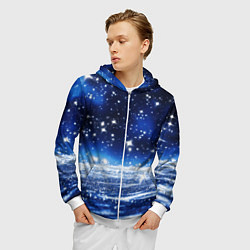 Толстовка 3D на молнии мужская Космический синий абстрактный фон - текстура, цвет: 3D-белый — фото 2