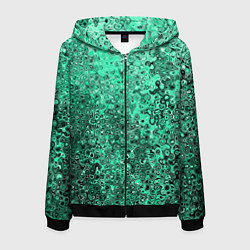 Толстовка 3D на молнии мужская Бирюзовый аквамарин абстрактная текстура, цвет: 3D-черный