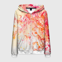Мужская толстовка на молнии Абстракция - splashes of pink and red paint on whi