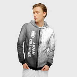 Толстовка 3D на молнии мужская Spirited Away - grey gradient по-вертикали, цвет: 3D-черный — фото 2