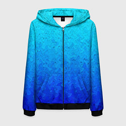 Толстовка 3D на молнии мужская Голубой в синеву с узором, цвет: 3D-черный