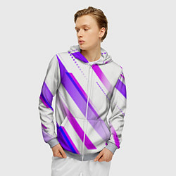 Толстовка 3D на молнии мужская Color white pink, цвет: 3D-меланж — фото 2