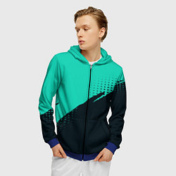 Толстовка 3D на молнии мужская Color black light blue, цвет: 3D-синий — фото 2