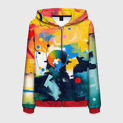 Толстовка 3D на молнии мужская Абстракция в деталях, цвет: 3D-красный