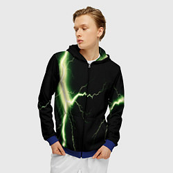 Толстовка 3D на молнии мужская Lightning yellow текстура, цвет: 3D-синий — фото 2