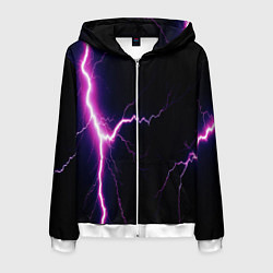 Толстовка 3D на молнии мужская Lightning purple, цвет: 3D-белый