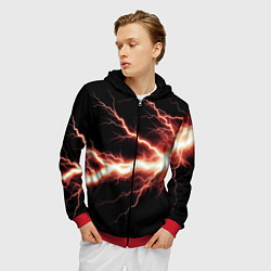 Толстовка 3D на молнии мужская Lightning red, цвет: 3D-красный — фото 2