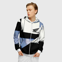 Толстовка 3D на молнии мужская Honda логотип, цвет: 3D-белый — фото 2